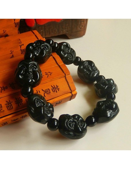 Natural Live Magnetic Health Dark Green Jade Bracelet Black Green Jade Luohan Buddha Beads Jade Bracelet Men and Women Models Laughing Buddha Jade Chain Natural Live Magnetic Health Dark Green Jade Bracelet Black Green Jade Luohan Buddha Beads Jade Bracelet Men and Women Models Laughing Buddha Jade Chain