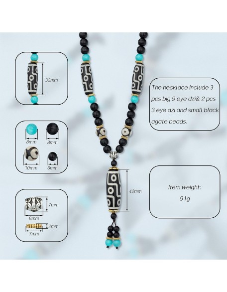 Feng Shui Protective Tibetan 9 Eye Dzi Beads Necklace and Bracelet Feng Shui Protective Tibetan 9 Eye Dzi Beads Necklace and Bracelet