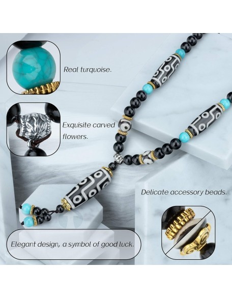 Feng Shui Protective Tibetan 9 Eye Dzi Beads Necklace and Bracelet Feng Shui Protective Tibetan 9 Eye Dzi Beads Necklace and Bracelet