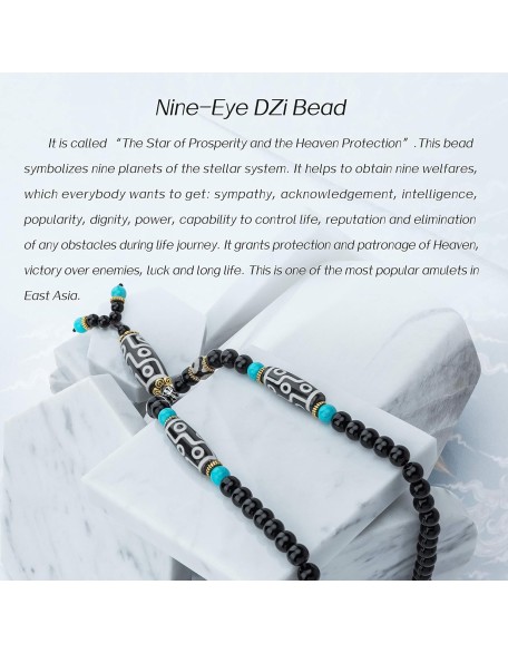 Feng Shui Protective Tibetan 9 Eye Dzi Beads Necklace and Bracelet Feng Shui Protective Tibetan 9 Eye Dzi Beads Necklace and Bracelet