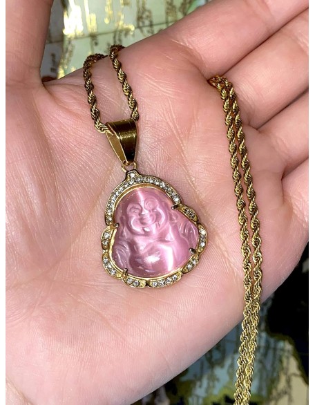 Laughing Buddha Pink Jade Iced Diamond Pendant Necklace Rope Chain Genuine Certified Grade A Jadeite Jade Hand Crafted, Natural Green Obsidian Healing Crystal Buddha Mala Statue Prayer Necklace Laughing Buddha Pink Jade Iced Diamond Pendant Necklace Rope Chain Genuine Certified Grade A Jadeite Jade Hand Crafted, Natural Green Obsidian Healing Crystal Buddha Mala Statue Prayer Necklace