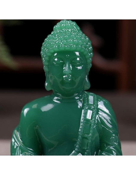 Meditative Seated Buddha Statue - Thai Sitting Buddha Figurine - Manmade Jade Praying Buddha Sculpture for Home Outdoor Decoration Meditative Seated Buddha Statue - Thai Sitting Buddha Figurine - Manmade Jade Praying Buddha Sculpture for Home Outdoor Decoration
