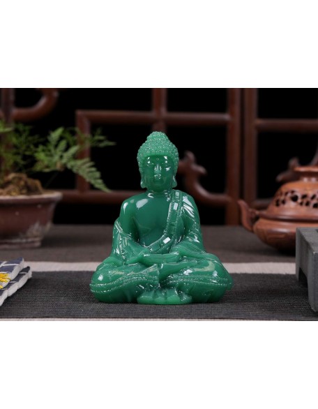 Meditative Seated Buddha Statue - Thai Sitting Buddha Figurine - Manmade Jade Praying Buddha Sculpture for Home Outdoor Decoration Meditative Seated Buddha Statue - Thai Sitting Buddha Figurine - Manmade Jade Praying Buddha Sculpture for Home Outdoor Decoration
