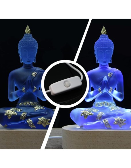 Buddha Statue with LED Light Base, 7'' Seated Small Figurine Collectibles Decor, Transparent Sculpture Ornaments for Home Decoration Buddha Statue with LED Light Base, 7'' Seated Small Figurine Collectibles Decor, Transparent Sculpture Ornaments for Home Decoration