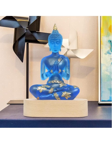 Buddha Statue with LED Light Base, 7'' Seated Small Figurine Collectibles Decor, Transparent Sculpture Ornaments for Home Decoration Buddha Statue with LED Light Base, 7'' Seated Small Figurine Collectibles Decor, Transparent Sculpture Ornaments for Home Decoration