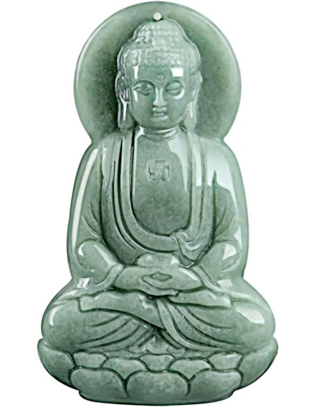 Natural Jadeite 3D Buddha Pendant Necklace Certified Grade A Untreated Burmese Jadeite Jade Hand Carved Shakyamuni Amulet for Men and Women Natural Jadeite 3D Buddha Pendant Necklace Certified Grade A Untreated Burmese Jadeite Jade Hand Carved Shakyamuni Amulet for Men and Women