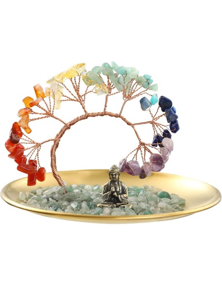 7 Chakra Crystal Tree - Buddha Statue Money for Wealth and Luck Yoga Meditation Home Decor Shelf Accents, Living Room Bedroom Office Decoration, Bookshelf Decor, TV Stand 7 Chakra Crystal Tree - Buddha Statue Money for Wealth and Luck Yoga Meditation Home Decor Shelf Accents, Living Room Bedroom Office Decoration, Bookshelf Decor, TV Stand