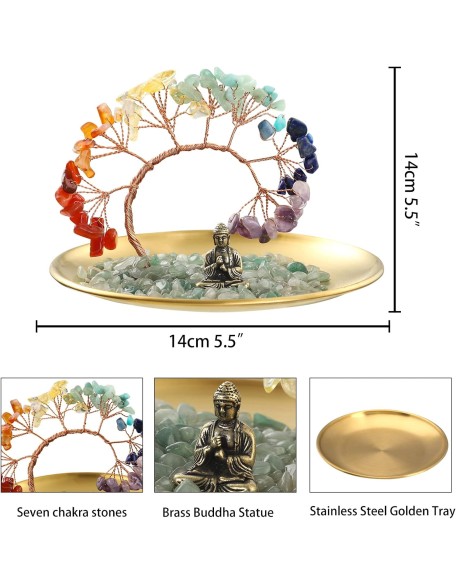 7 Chakra Crystal Tree - Buddha Statue Money for Wealth and Luck Yoga Meditation Home Decor Shelf Accents, Living Room Bedroom Office Decoration, Bookshelf Decor, TV Stand 7 Chakra Crystal Tree - Buddha Statue Money for Wealth and Luck Yoga Meditation Home Decor Shelf Accents, Living Room Bedroom Office Decoration, Bookshelf Decor, TV Stand