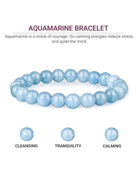 Natural Aquamarine Bracelet - Healing Stone Soothing Bracelet - Bring Positive Energy - Aquamarine Crystal Bracelet for Everlasting Joy Natural Aquamarine Bracelet - Healing Stone Soothing Bracelet - Bring Positive Energy - Aquamarine Crystal Bracelet for Everlasting Joy