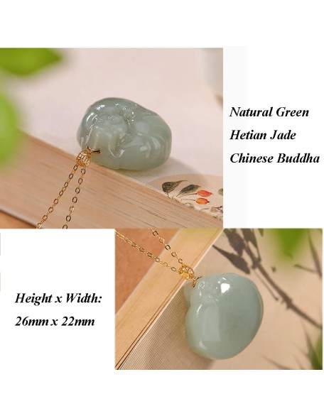 Vintage 18K Gold Plated Chain Necklaces for Women, Natural Green Jade Hug Buddha Pendant, 925 Sterling Silver Adjustable Jewelry Birthday Gift for Mom Vintage 18K Gold Plated Chain Necklaces for Women, Natural Green Jade Hug Buddha Pendant, 925 Sterling Silver Adjustable Jewelry Birthday Gift for Mom