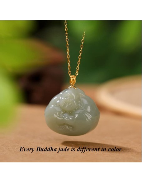 Vintage 18K Gold Plated Chain Necklaces for Women, Natural Green Jade Hug Buddha Pendant, 925 Sterling Silver Adjustable Jewelry Birthday Gift for Mom Vintage 18K Gold Plated Chain Necklaces for Women, Natural Green Jade Hug Buddha Pendant, 925 Sterling Silver Adjustable Jewelry Birthday Gift for Mom