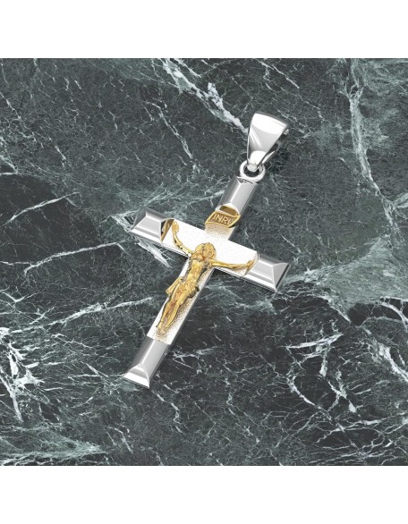 Ladies 32mm 925 Sterling Silver High Polished Crucifix Cross Pendant Necklace, 18in to 24in Ladies 32mm 925 Sterling Silver High Polished Crucifix Cross Pendant Necklace, 18in to 24in