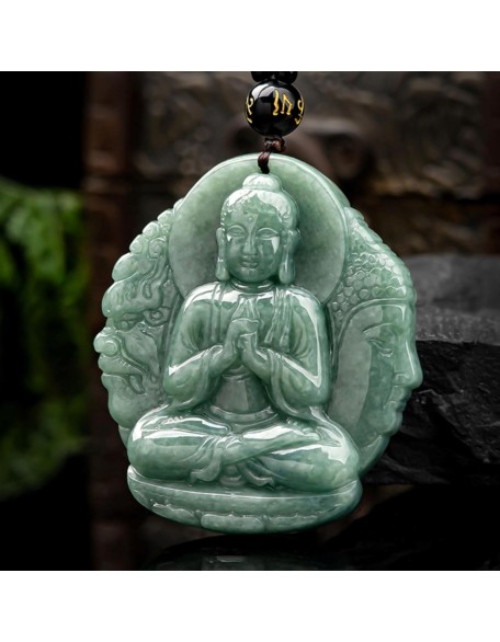 Natural Jade Buddha Necklace Pendant Certified Grade A Untreated Burmese Jadeite Hand Carved Tathagata Amulet for Men and Women Natural Jade Buddha Necklace Pendant Certified Grade A Untreated Burmese Jadeite Hand Carved Tathagata Amulet for Men and Women