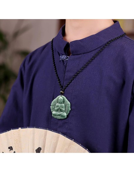 Natural Jade Buddha Necklace Pendant Certified Grade A Untreated Burmese Jadeite Hand Carved Tathagata Amulet for Men and Women Natural Jade Buddha Necklace Pendant Certified Grade A Untreated Burmese Jadeite Hand Carved Tathagata Amulet for Men and Women