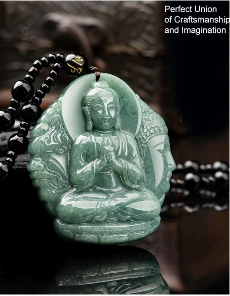 Natural Jade Buddha Necklace Pendant Certified Grade A Untreated Burmese Jadeite Hand Carved Tathagata Amulet for Men and Women Natural Jade Buddha Necklace Pendant Certified Grade A Untreated Burmese Jadeite Hand Carved Tathagata Amulet for Men and Women