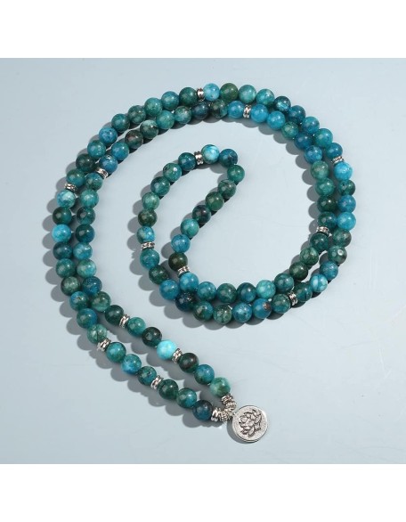 8mm Apatite Beaded Elastic Cord Wrap Bracelet 108 Mala Meditation Prayer Rosary Lotus Buddha OM Charm Jewelry for Men and Women YZ5JM (8mm Apatite-OM) 8mm Apatite Beaded Elastic Cord Wrap Bracelet 108 Mala Meditation Prayer Rosary Lotus Buddha OM Charm Jewelry for Men and Women YZ5JM (8mm Apatite-OM)