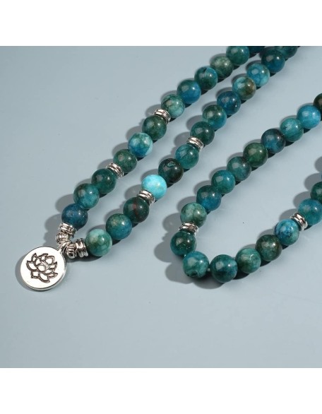 8mm Apatite Beaded Elastic Cord Wrap Bracelet 108 Mala Meditation Prayer Rosary Lotus Buddha OM Charm Jewelry for Men and Women YZ5JM (8mm Apatite-OM) 8mm Apatite Beaded Elastic Cord Wrap Bracelet 108 Mala Meditation Prayer Rosary Lotus Buddha OM Charm Jewelry for Men and Women YZ5JM (8mm Apatite-OM)