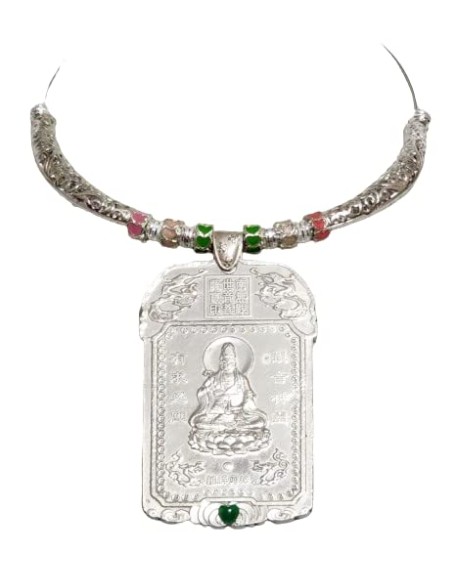 Big Solid Shiny Silver Bullion 2 Sided Buddha Amulet Pendant Handmade Necklace Earrings