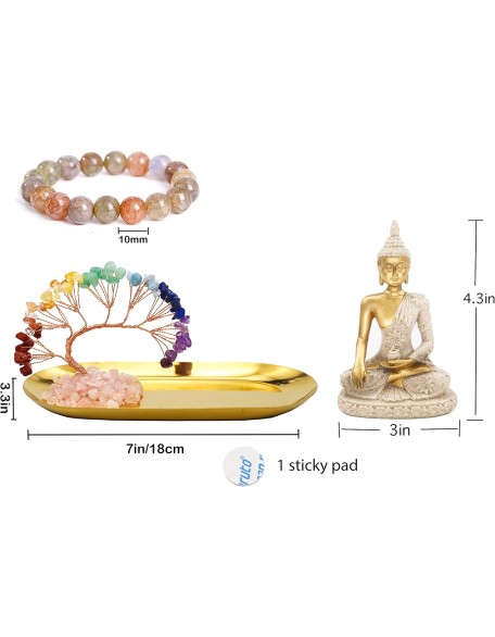 Buddha Statue and Crystal Tree, Yoga Meditation and Zen Decor, Sitting Statue of Sakyamuni in Thailand(4.3 in), for Office, Desktop, Spirit Room Home Decor Buddha Statue and Crystal Tree, Yoga Meditation and Zen Decor, Sitting Statue of Sakyamuni in Thailand(4.3 in), for Office, Desktop, Spirit Room Home Decor