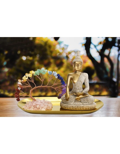 Buddha Statue and Crystal Tree, Yoga Meditation and Zen Decor, Sitting Statue of Sakyamuni in Thailand(4.3 in), for Office, Desktop, Spirit Room Home Decor Buddha Statue and Crystal Tree, Yoga Meditation and Zen Decor, Sitting Statue of Sakyamuni in Thailand(4.3 in), for Office, Desktop, Spirit Room Home Decor