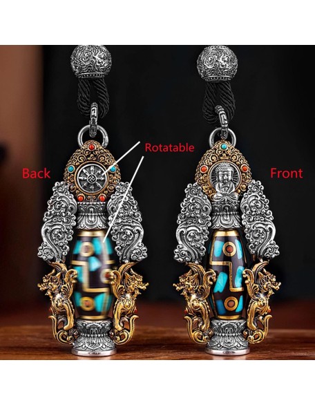 Bracelet Tibetan Nine Eyes Dzi Bead Necklace,Rotating Dzi Bead Pendant,Luxury Sweater Chain,Tibet Tianyan,Feng Shui Buddhist Meditation Luck Amulet,Attract Good Luck Gifts For Men Women-Dzi bead neckl Bracelet Tibetan Nine Eyes Dzi Bead Necklace,Rotating Dzi Bead Pendant,Luxury Sweater Chain,Tibet Tianyan,Feng Shui Buddhist Meditation Luck Amulet,Attract Good Luck Gifts For Men Women-Dzi bead neckl