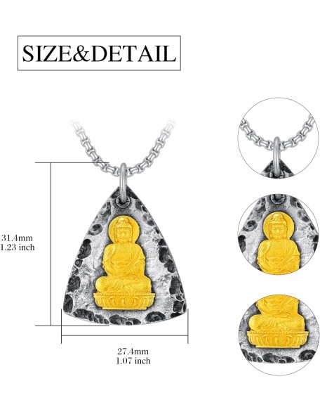 Fathers Gift Buddha Necklace for Men Women 925 Sterling Silver/14K Gold Plated Buddhist Necklace Chinese Lucky Talisman Amulet Protection Ideal Gifts for Christmas Xmas Fathers Gift Buddha Necklace for Men Women 925 Sterling Silver/14K Gold Plated Buddhist Necklace Chinese Lucky Talisman Amulet Protection Ideal Gifts for Christmas Xmas