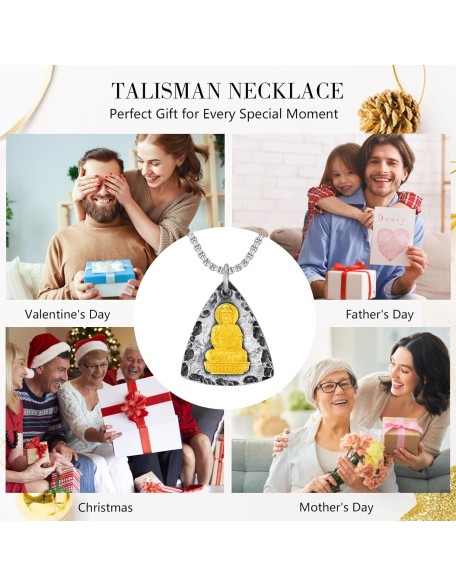 Fathers Gift Buddha Necklace for Men Women 925 Sterling Silver/14K Gold Plated Buddhist Necklace Chinese Lucky Talisman Amulet Protection Ideal Gifts for Christmas Xmas Fathers Gift Buddha Necklace for Men Women 925 Sterling Silver/14K Gold Plated Buddhist Necklace Chinese Lucky Talisman Amulet Protection Ideal Gifts for Christmas Xmas