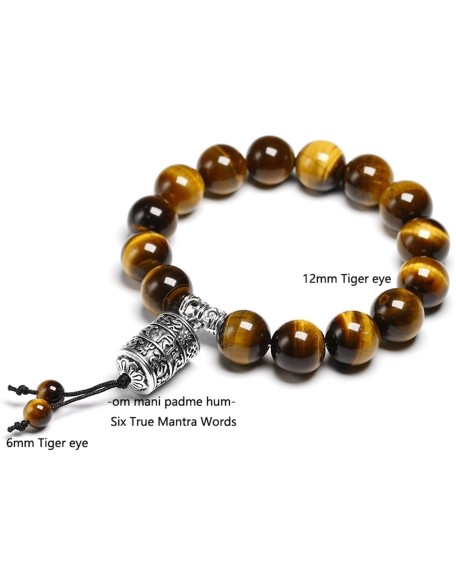 Natural A Grade Tiger Eye Stone 12MM Beads Buddhist Tibetan Buddha Strand Bracelet Vintage Charm Bracelets Men Women Handmade Natural A Grade Tiger Eye Stone 12MM Beads Buddhist Tibetan Buddha Strand Bracelet Vintage Charm Bracelets Men Women Handmade