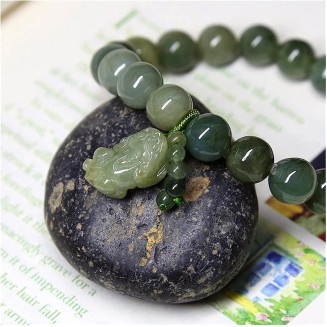 Buddhist Prayer Bead Bracelet,Buddha Meditation Beads Bangle,jewelry 10mm Jadeite Bracelet Oil green Pixiu Men and Women Charm Bracelets Beads Accessories Birthday Gift Green Bracelets (Color : Green)