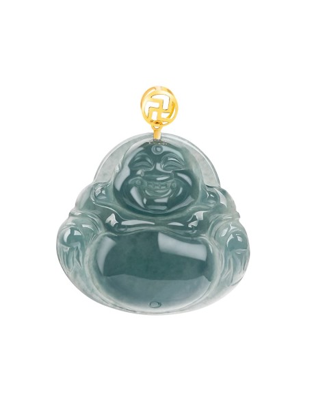 S925 Silver Natural Jadeite Buddha Pendant Women's Luxury Jade Necklace with 18 inch Chain Lucky Jewelry Gift for Her