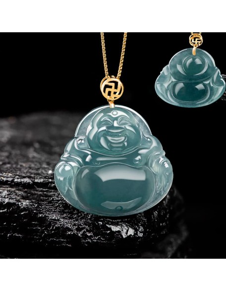 S925 Silver Natural Jadeite Buddha Pendant Women's Luxury Jade Necklace with 18 inch Chain Lucky Jewelry Gift for Her S925 Silver Natural Jadeite Buddha Pendant Women's Luxury Jade Necklace with 18 inch Chain Lucky Jewelry Gift for Her