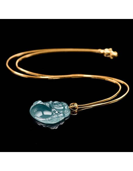 S925 Silver Natural Jadeite Buddha Pendant Women's Luxury Jade Necklace with 18 inch Chain Lucky Jewelry Gift for Her S925 Silver Natural Jadeite Buddha Pendant Women's Luxury Jade Necklace with 18 inch Chain Lucky Jewelry Gift for Her