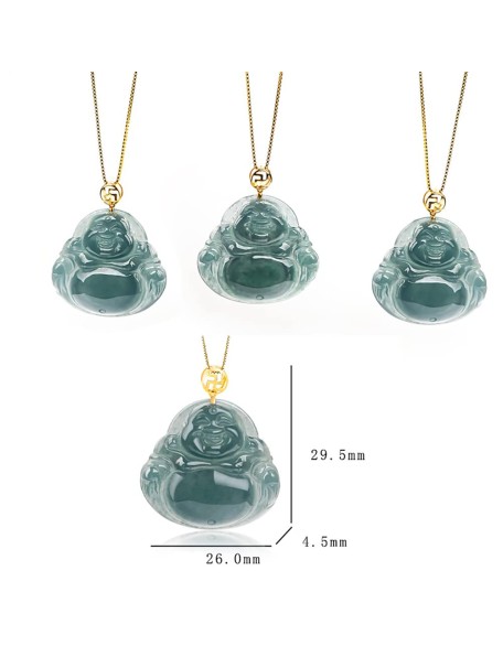 S925 Silver Natural Jadeite Buddha Pendant Women's Luxury Jade Necklace with 18 inch Chain Lucky Jewelry Gift for Her S925 Silver Natural Jadeite Buddha Pendant Women's Luxury Jade Necklace with 18 inch Chain Lucky Jewelry Gift for Her