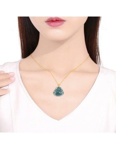 S925 Silver Natural Jadeite Buddha Pendant Women's Luxury Jade Necklace with 18 inch Chain Lucky Jewelry Gift for Her S925 Silver Natural Jadeite Buddha Pendant Women's Luxury Jade Necklace with 18 inch Chain Lucky Jewelry Gift for Her