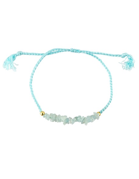 Natural Aquamarine Chips Braided Bracelet, Healing, Birthday, Gift for Her, Resizable Hand Braid Rope Thread Protection Bracelet for Men, Women, Gemstone Jewelry 7 inch Christmas Gifts (Aquamarine)