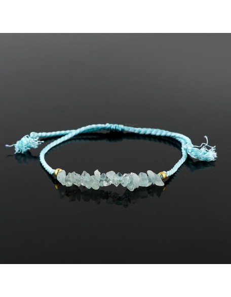 Natural Aquamarine Chips Braided Bracelet, Healing, Birthday, Gift for Her, Resizable Hand Braid Rope Thread Protection Bracelet for Men, Women, Gemstone Jewelry 7 inch Christmas Gifts (Aquamarine)
