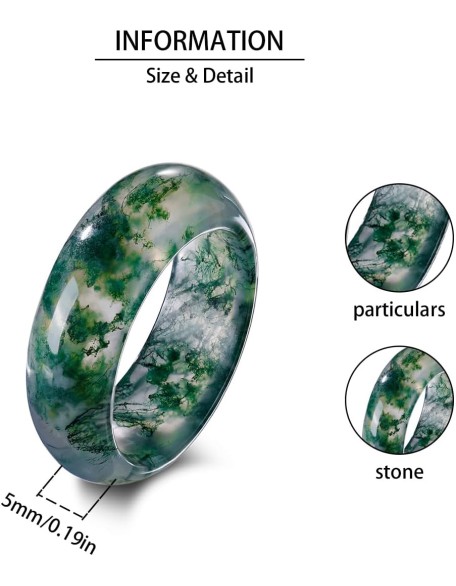 Natural Moss Agate Ring for Women & Men Natural Green Gemstone Rings Agate Jewelry Gift Natural Moss Agate Ring for Women & Men Natural Green Gemstone Rings Agate Jewelry Gift