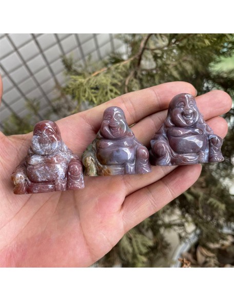 Carving Indian Agate Laughing Happy Buddha Statue, Natural Healing Maitreya Pocket Figurine Home Decoration Fengshui 1.5 Inches Carving Indian Agate Laughing Happy Buddha Statue, Natural Healing Maitreya Pocket Figurine Home Decoration Fengshui 1.5 Inches