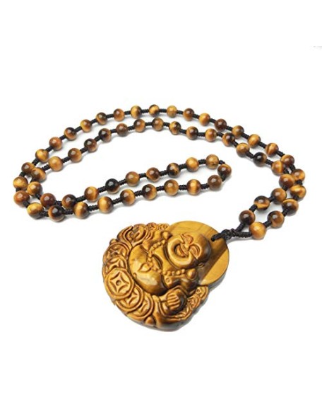 Tiger's Eye Pendant Hand Carved Energy Healing Maitreya Buddha Necklace With Bead Chain Lucky Amulet Fo Crystal Jewelry For Women Men Tiger's Eye Pendant Hand Carved Energy Healing Maitreya Buddha Necklace With Bead Chain Lucky Amulet Fo Crystal Jewelry For Women Men