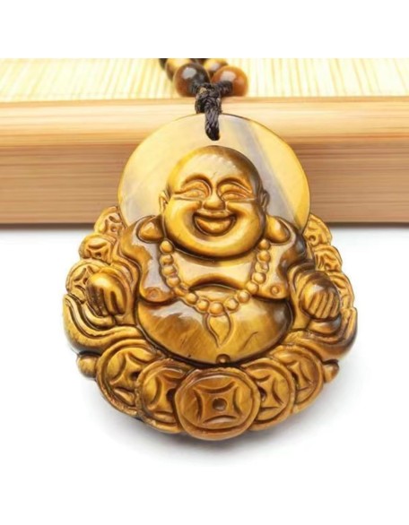 Tiger's Eye Pendant Hand Carved Energy Healing Maitreya Buddha Necklace With Bead Chain Lucky Amulet Fo Crystal Jewelry For Women Men Tiger's Eye Pendant Hand Carved Energy Healing Maitreya Buddha Necklace With Bead Chain Lucky Amulet Fo Crystal Jewelry For Women Men