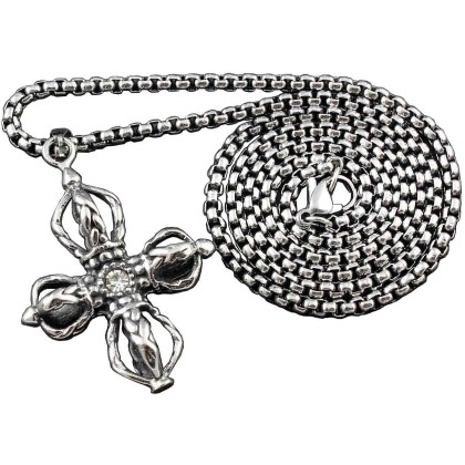 Tibet Tibetan Vajra Dorje Buddha Buddhism Men's Pendant Necklace + Box Chain