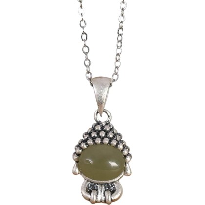 Gemstone Necklace,jade necklace,Feng Shui Necklace Sterling Silver Necklace for Women Buddha Pendant Necklace Natural Jade Necklace Talisman Gemstone Choker Gold Meditation Jewelry Gifts Attract Wealt