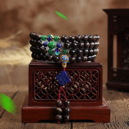prayer beads buddhist prayer beads mala beads 108 Prayer Beads Bracelet 8MM Natural Agarwood Tibetan Buddhist Buddha Mala Meditation Bead Bracelet/Necklace With lapis lazuli flower pendant Jewelry G
