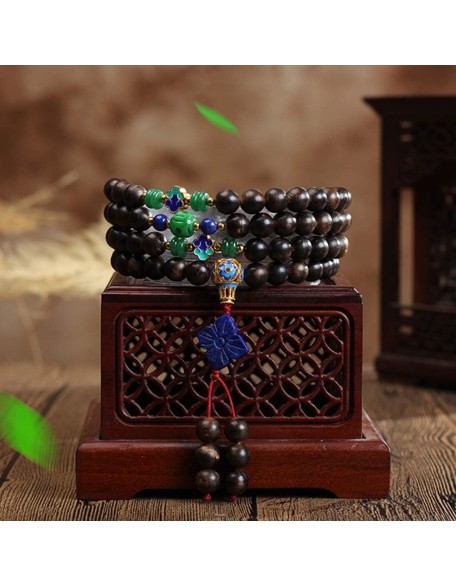 prayer beads buddhist prayer beads mala beads 108 Prayer Beads Bracelet 8MM Natural Agarwood Tibetan Buddhist Buddha Mala Meditation Bead Bracelet/Necklace With lapis lazuli flower pendant Jewelry G