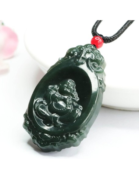 Chalcedony Necklace, Feng Shui Necklace Natural Hetian Jade Necklace Buddha Charm Pendant Necklace Talisman Stone Good Luck Necklace Dark Green Jade Necklace for Women Men Vintage Meditation Necklace Chalcedony Necklace, Feng Shui Necklace Natural Hetian Jade Necklace Buddha Charm Pendant Necklace Talisman Stone Good Luck Necklace Dark Green Jade Necklace for Women Men Vintage Meditation Necklace