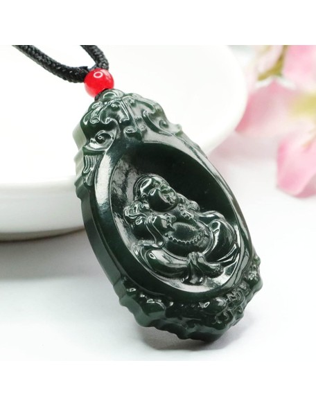 Chalcedony Necklace, Feng Shui Necklace Natural Hetian Jade Necklace Buddha Charm Pendant Necklace Talisman Stone Good Luck Necklace Dark Green Jade Necklace for Women Men Vintage Meditation Necklace Chalcedony Necklace, Feng Shui Necklace Natural Hetian Jade Necklace Buddha Charm Pendant Necklace Talisman Stone Good Luck Necklace Dark Green Jade Necklace for Women Men Vintage Meditation Necklace