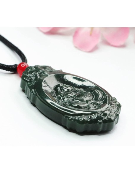 Chalcedony Necklace, Feng Shui Necklace Natural Hetian Jade Necklace Buddha Charm Pendant Necklace Talisman Stone Good Luck Necklace Dark Green Jade Necklace for Women Men Vintage Meditation Necklace Chalcedony Necklace, Feng Shui Necklace Natural Hetian Jade Necklace Buddha Charm Pendant Necklace Talisman Stone Good Luck Necklace Dark Green Jade Necklace for Women Men Vintage Meditation Necklace