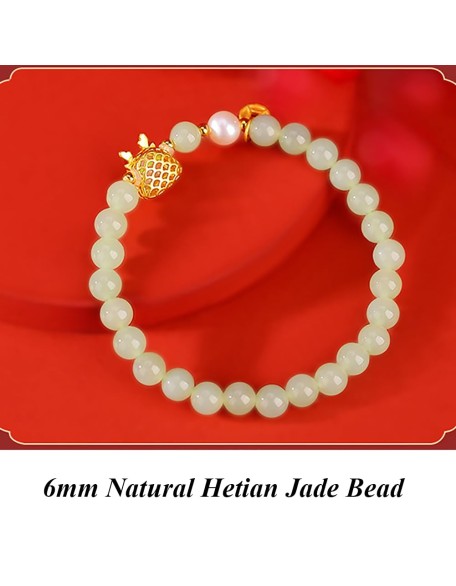 Green Natural Hetian Jade Bracelet for Women, Bead Charm Ring Bell Adjustable Bangle Alloy Lucky Chain Jewelry Gift for Her (Chinese Loong) Green Natural Hetian Jade Bracelet for Women, Bead Charm Ring Bell Adjustable Bangle Alloy Lucky Chain Jewelry Gift for Her (Chinese Loong)
