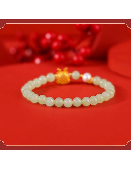 Green Natural Hetian Jade Bracelet for Women, Bead Charm Ring Bell Adjustable Bangle Alloy Lucky Chain Jewelry Gift for Her (Chinese Loong) Green Natural Hetian Jade Bracelet for Women, Bead Charm Ring Bell Adjustable Bangle Alloy Lucky Chain Jewelry Gift for Her (Chinese Loong)