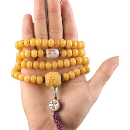 Mala Bead,Buddhist Rosary, Tibetan Buddhist Prayer Beads 108 Weathered Bodhi Root Beaded Bracelet Necklace Buddha Rosary Beads for Men Women Prayer Meditation